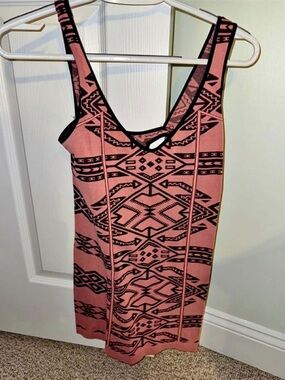 Free People, Women’s Pink/Black Geometric Knit Tank Dress